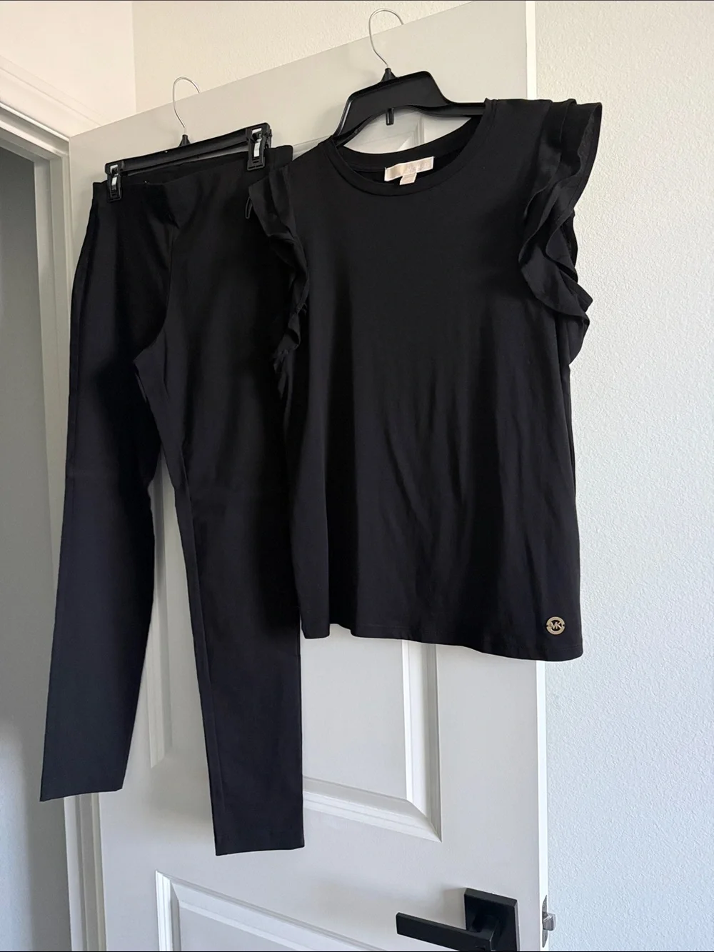 Michael Kors Black Top with Gold MK Emblem